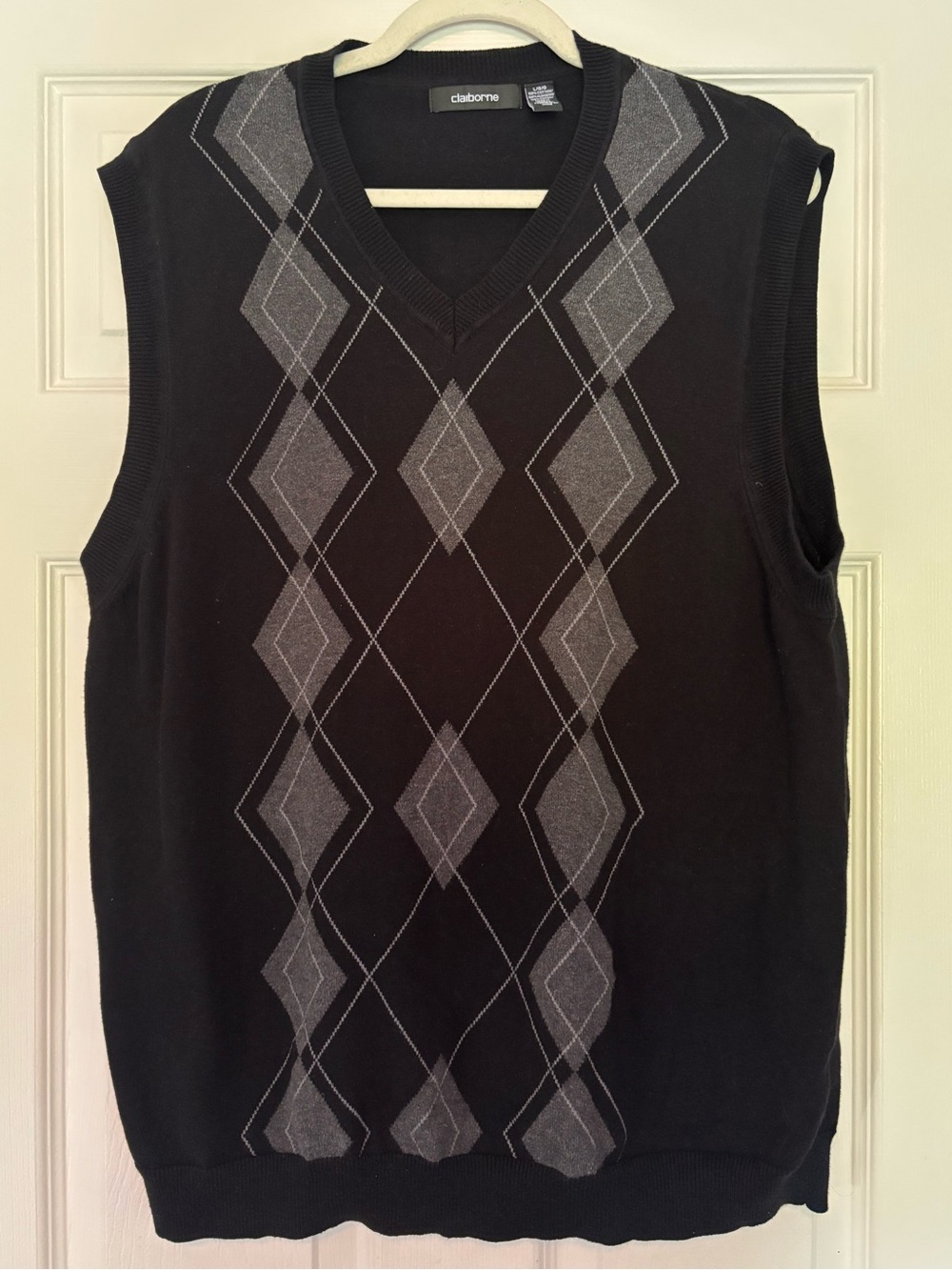 Claiborne Black Knit V-Neck Sweater Vest